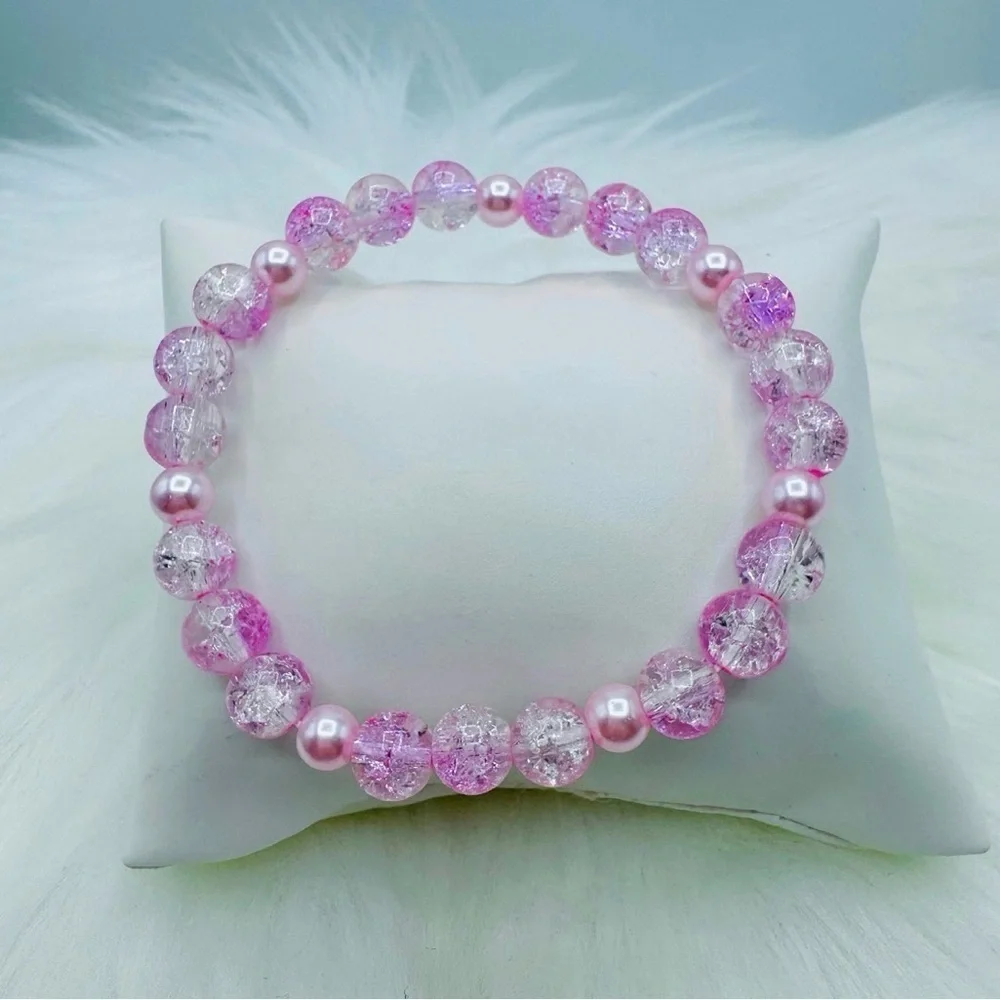 Gradient Glass Beaded Bracelet Style A Pink
